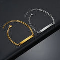 Personalized Jewelry Custom Logo Message Stainless Steel Anti Allergy Blank Bar Hip Hop Curb Chain ID Name Bracelet for Men