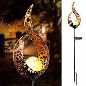 Outdoor Solar Lights Garden Crackle Glass Globe Stake Lights Waterproof LED Lights for Lawn Patio or Courtyard