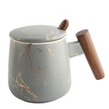 Factory New Design Wholesale Wooden Handle Mug Creative Ceramic Cup Breakfast Cup for Home or Office