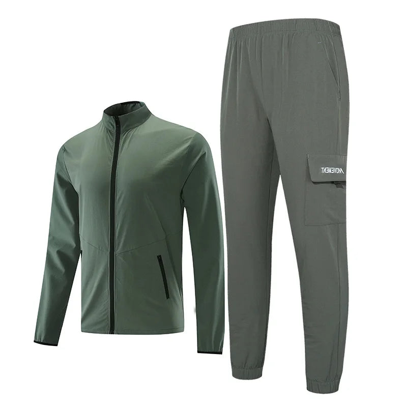 New Fashion Style Men Jogger Men's Tracksuit Long Sleeve Jacket and Sport Logo Print Cargo Pants
