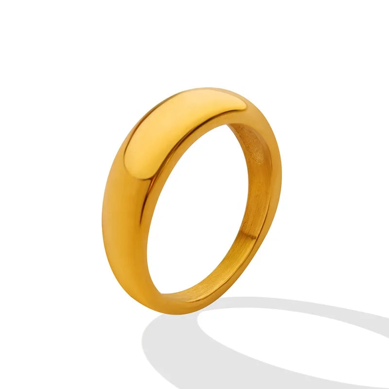 Minimalist Glossy Geometric Open Ring Stainless Steel 18K Gold Plated for Women Shopping Garden Party Girls Gift