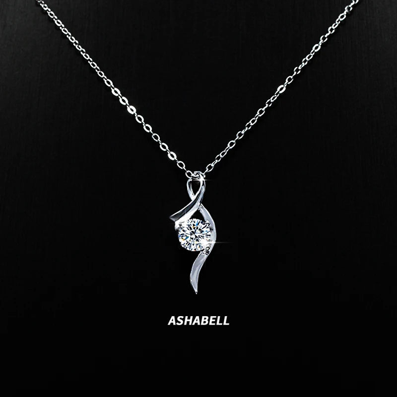 Fine Jewelry  Classic Four Claws Vvs D Color 1CT Moissanite Pendant 925 Sterling Silver Necklace for Women Gift