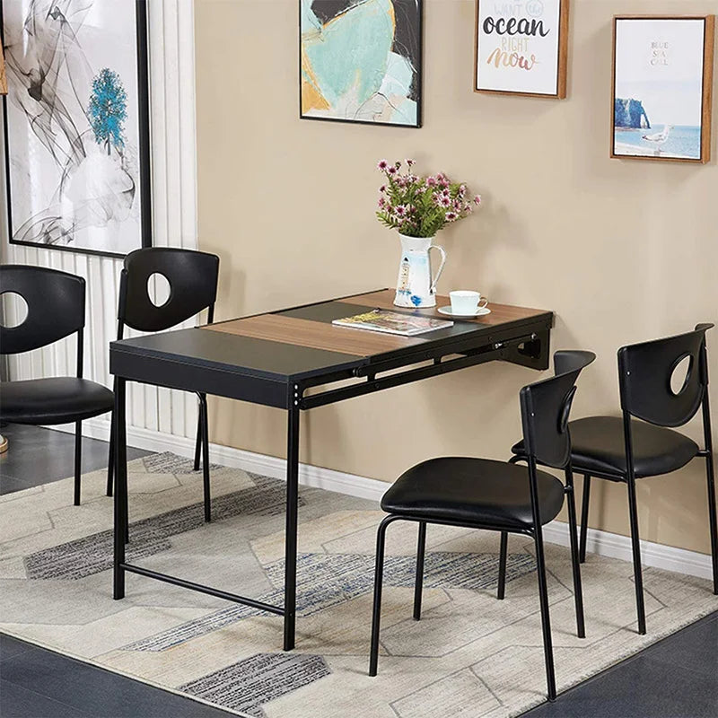 Modern Style Black Brown Wall Mounted Saving Space Multifunction Wooden Dining Tables