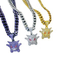 Three Different Color Big Miami Chain With Hip Hop Alloy and Full Bling CZ Rhinestone ELF Pendant Chokers Necklace