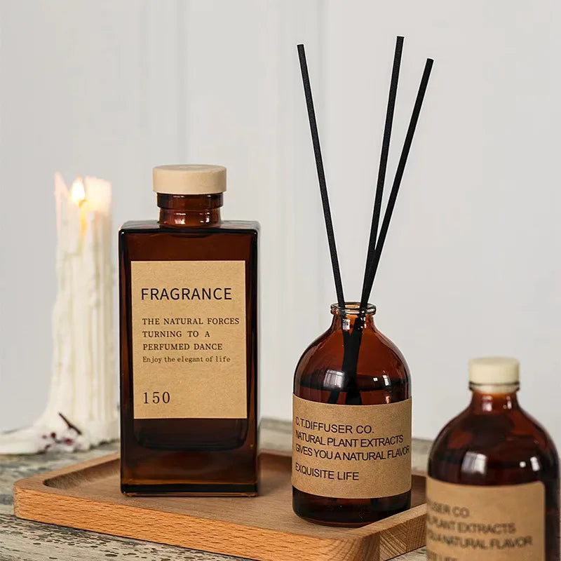Hot Sale 100ml 150ml Brown Glass Perfume Bottles Essential Oil for  with Cork Stopper