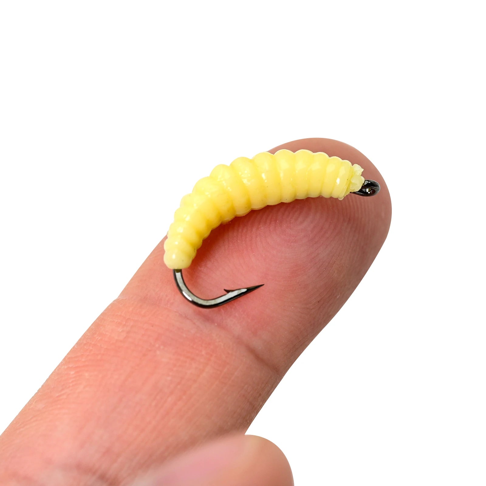 Factory TPE Luminous Soft Maggote Baits 22mm 0.43g 12pcs Soft Fishing Lure Floating Worm Long Tensile Grub with Hook Soft Bait