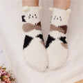 Cmax Autumn Winter Brushed Half Cozy Socks Embroidered Cartoon Socks Coral Female Home Socks