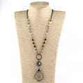 Fashion Beautiful Women Festival Gift Jewelry Necklace Natural Stone Crystal Glass Rosary Chain Solider Cross Pendant Necklaces