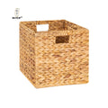 KUYUE Large Round Folding Wicker Storage Basket Foldable Cube Storage Bins for Kitchen or Food Wicker Storage Shelves