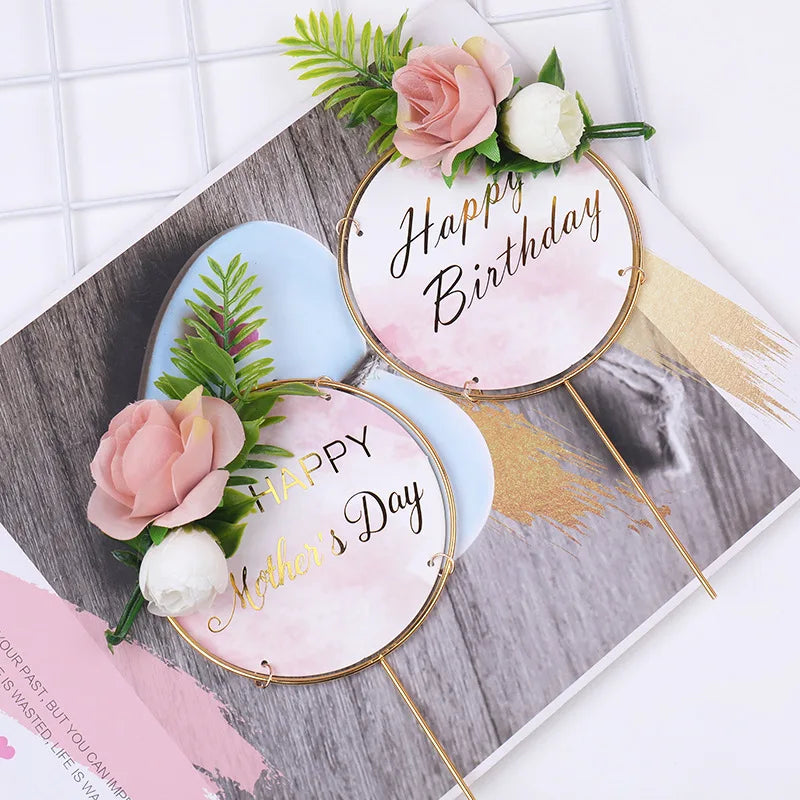 Nicro Decorated Cakes Decorations Iron Art Dessert Flowers Gold Blocking Mr and Mrs Celebration Cake Topper Engaged Wedding