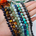 6mm/8mm/10mm Round Faceted Natural Stone Beads Jasper Agate Lapis Quartz Beads Loose Gemstone Beads for Jewelry Making