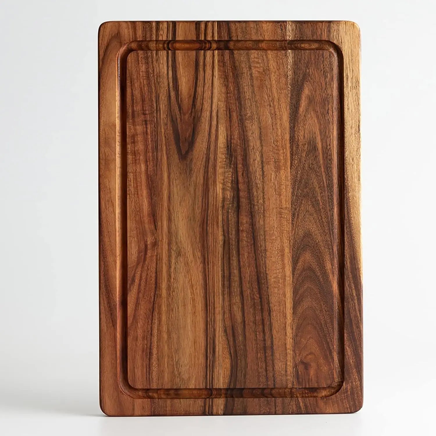 Wholesale High Quality Customized Size Packaging Acacia Wood Rectangle 1.5cm Thick Cutting Board Juice Groove Handle Hole