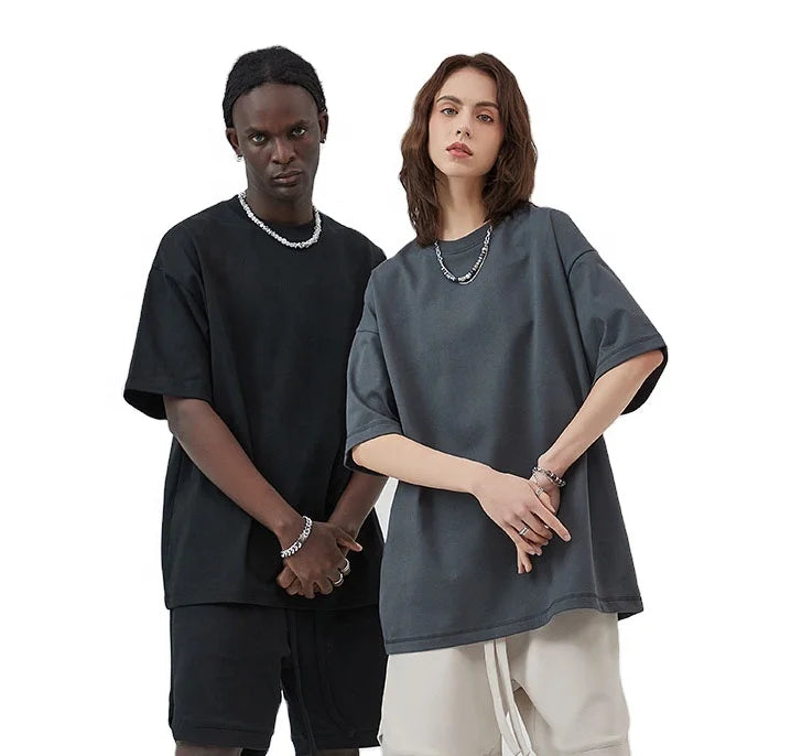 Men's Luxury Custom Heavy 100% Cotton Oversize T-Shirt Loose Fit Knitted Mock Neck Boxy Style