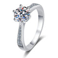 Wish Jewelry 50PT 1/2/3CT Moissanite Wedding Band Rings 925 Sterling Silver Inlaid Solitaire Eternity Rings for Women