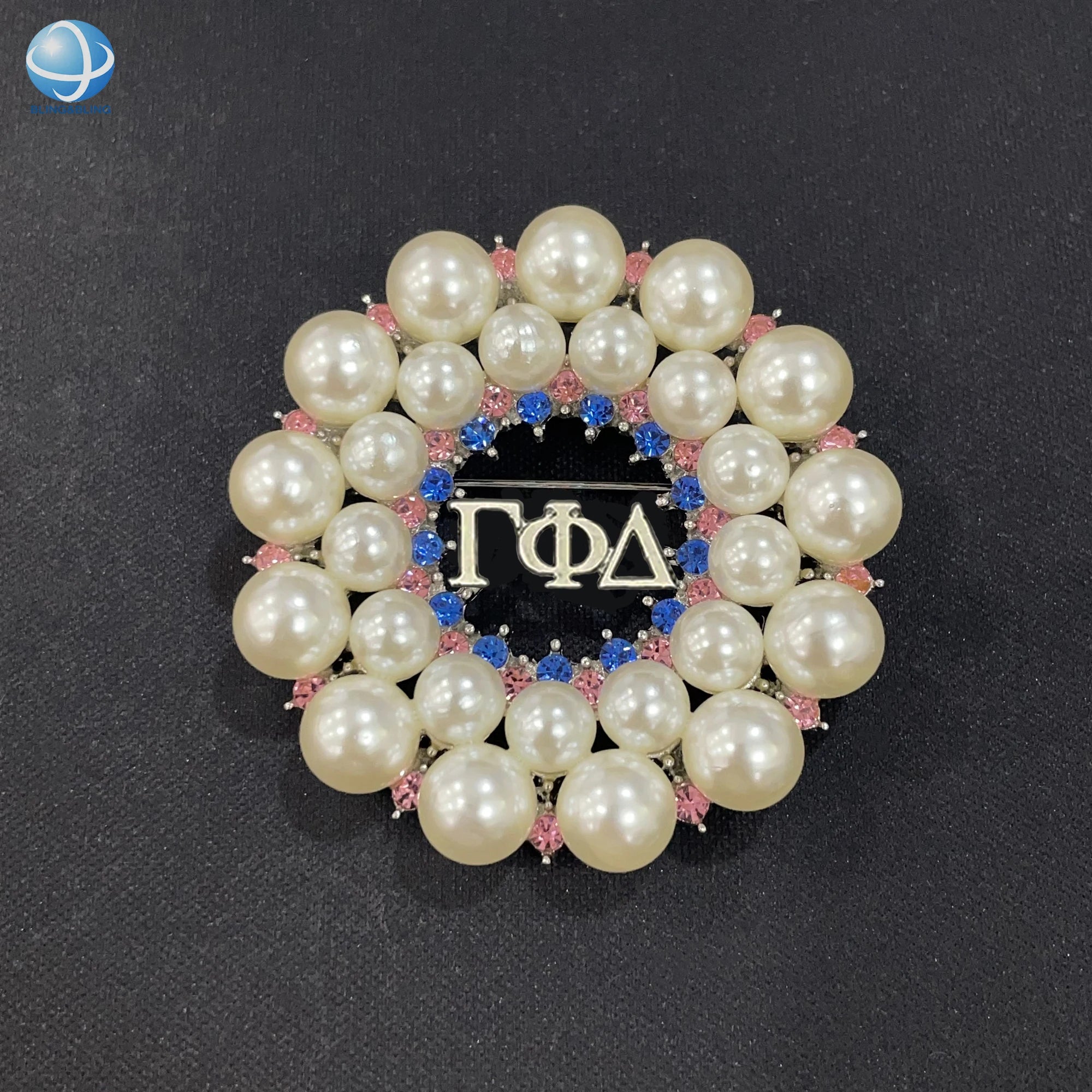 White Pearls GPD Greek Letter Pins Sorority Rhinestone Gamma Phi Delta Brooches 1943 Greek Sorority Lapel Pins Graduation Gift