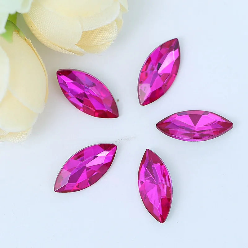 Crystals  Wholesale Horse Eye Shape Point Back Glass Rhinestone Size 10mm for Nail Art and Clothing Accessories