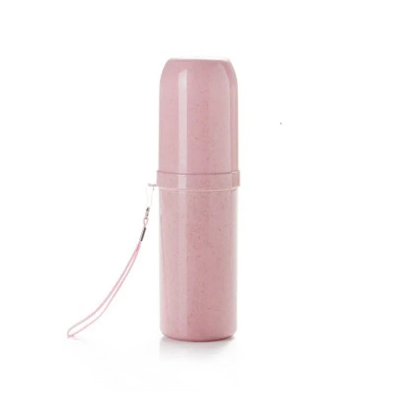 Eco Friendly Bathroom Accessory Set Portable Travel Toothbrush Cup Wheat Straw Case Toothpaste Holder