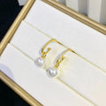 E2165 9-10mm DIY Natural Freshwater Pearl Charm Earrings Mounting Accessory 925 Sterling Silver Gold Plated  Jewelry for Women