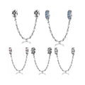 Real 925 Sterling Silver Colourful Pink Crystal Zircon Safety Chain Jewellery Charms for Bracelet Women Jewelry Making Wholesale