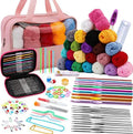 Charmkey Crochet Kit DIY Hand Knitting Needle Yarn Crochet Including Acrylic Thread Storage Bag TPR Crochet Hook Set