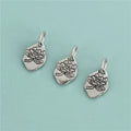 Retro 925 Antique Silver Geometric Disc Lotus Flower Charms for Jewelry Making Supplies 9mm