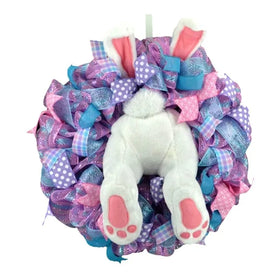 Nefe Easter Wreath PVC+Cloth Material Spring Wedding Cartoon Bunny Shape Ornaments with Cross Garland Home Decor