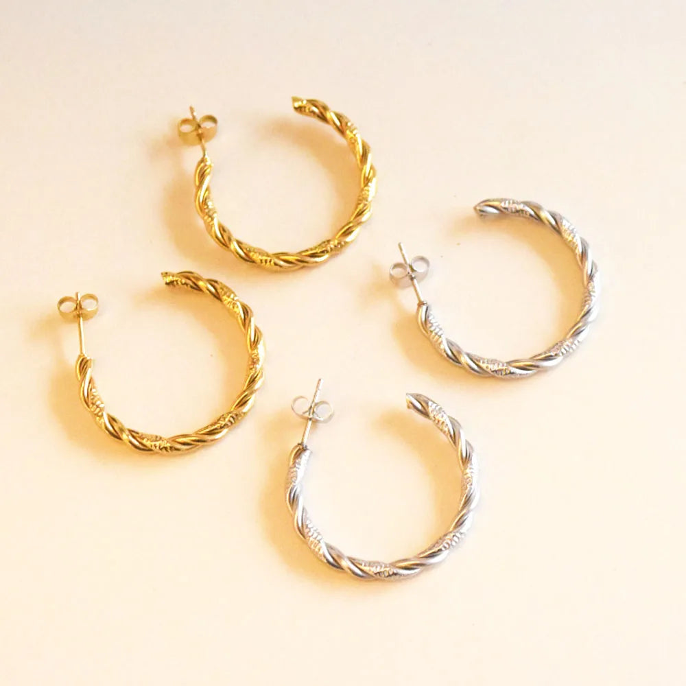 Wholesale Stainless Steel Twist Half Hoop 3cm Earring Gold Plated Earrings Jewelry for Women China Manufacturer Factory Supplier