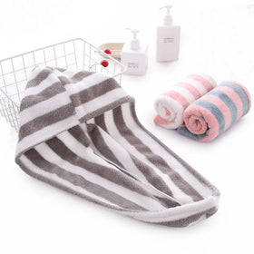 Microfiber Bath Shower Dry Head Turban Quick Dry Hair Cap with Buttons Super Absorbent Knitted Hair Towel