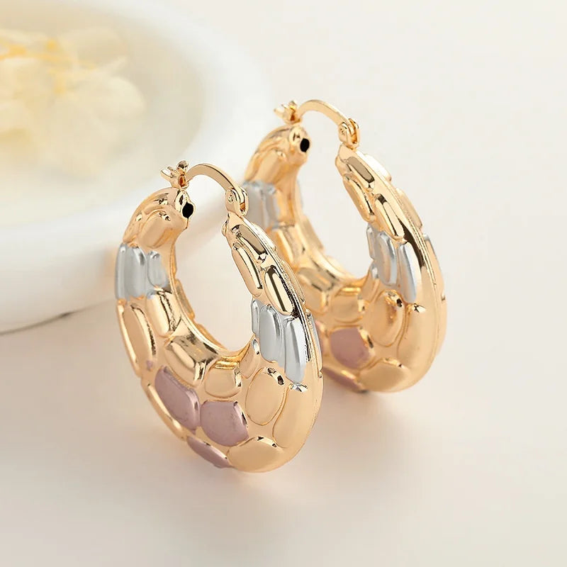 Fashion Jewelry Earrings Chic Copper Alloy Gold-Plated Hoop Drop Earrings Wholesale Fashion Zircon Jewelry