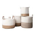 COTTON Laundry Basket Three Compartments Collapsible White Folding WHITE Hotel Weave Lumaland Laundry Basket