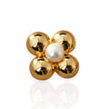 New Natural Pearl Brooch Exquisite Brass Metal Shiny Round Four-petal Flower Engagement Wedding & Party Unisex Jewelry Gift