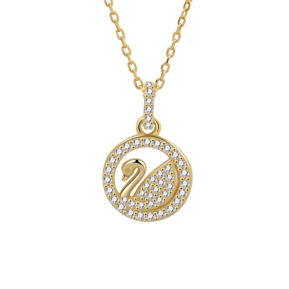 Daidan Necklace Gold Plated 18K Necklace Silver 925 Cubic Zirconia Jewelry Fashion Swan Pendant Necklaces With Swan