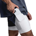 Custom Logo Men 2 1 Fitness Running Shorts Breathable Quick Dry 95% Polyester 5% Spandex Double-layer Mesh High Waist Drawstring