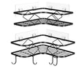 Custom Dual-Tier Self-Adhesive Shower Shelf Organizer Rack Modern 5 Pack Metal Wall Bathroom Shelves Convenient Corner Shower