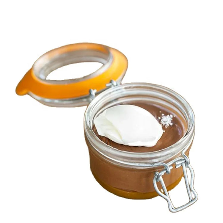 Clear 8OZ Korken Empty Glass Jar Chocolate Pate Christmas Jam Swing Top Lids Eco-friendly Recyclable Silk Screen Printed