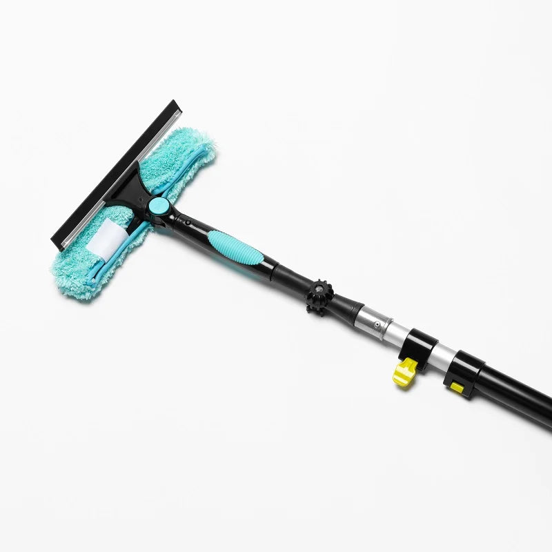 Xinxing HRCD-002 2 1 Aluminum Telescopic Long Handle Window Cleaning Tool Squeegee Microfiber Brush Bendable Head Adjustable