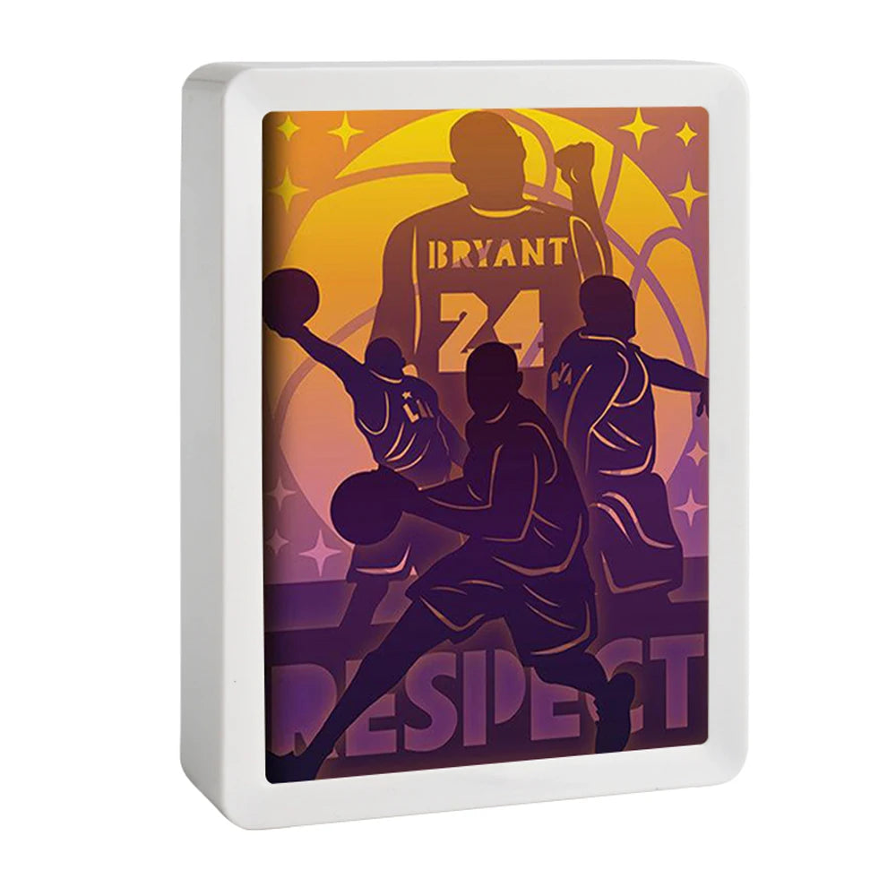 Kobe Bryant Custom Picture Frame Basket Ball Shadow Box Light USB Night Light Home Decor Lamp Gifts for Boyfriend