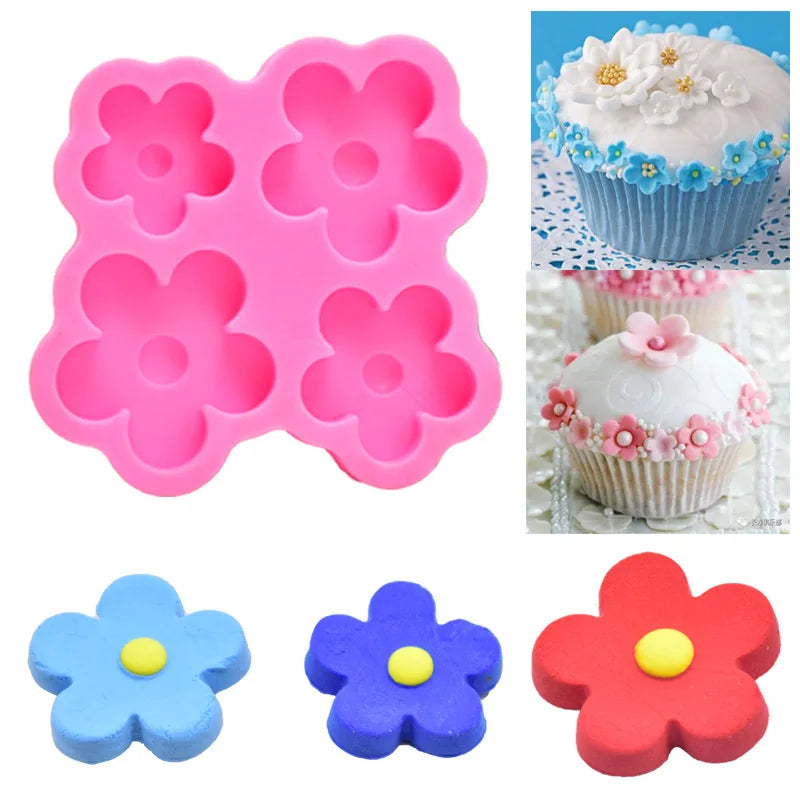 HY Flower Silicone Mold Wedding Cupcake Topper Mold Fondant Cake Decorating Tool
