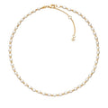 Milskye S925 18k Gold Plated Fresh Water Pearl Beaded Tennis Choker Necklace