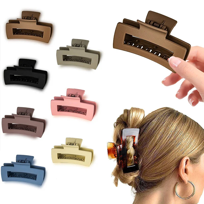 In Stock  8cm 3.15 Inch Simple Square Smart Casual Matte Hair Claws Clip Fo RWoman Artstar ABS PC Plastic