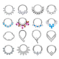 New ASTM F136 Titanium Nose Rings 16G CZ Hinged Segment Septum Clicker Tragus Cartilage Helix Earrings Women Piercing Jewelry