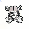 Hot Sell Heat Press Custom Badge Fast Delivery Embroidery Patch Nfl Iron on  Raider Skull Patches for Clothing