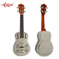 Wholesale Custom Aiersi Brand 24 Inch Resonator Ukulele 4 String Concert Gloss Metal Brass Body Hawaii Guitar String Instruments