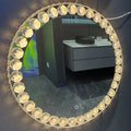 Hot Selling Modern 3-Color LED Vanity Crystal Mirror Waterproof Diamond Bling Wall Mounted Decoration for Hotels
