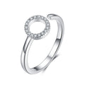 Geometric Round Simple Adjustable Finger Rings for Women Sterling Silver 925 Clear CZ Free Size Circle Fashion Jewelry SCR545