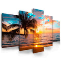 Abstract Beach Landscape Art Wall Painting - 5 Pieces Canvas Wall Art Floral Picture Canvas Painting Art Print Decor Painting