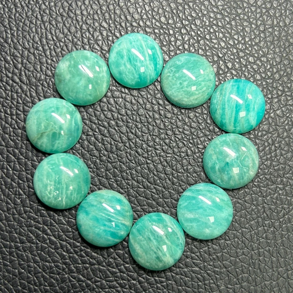 Original 100% Natural Green Amazonite Gemstone Flat Bottom Round and Oval Cabochon Stone
