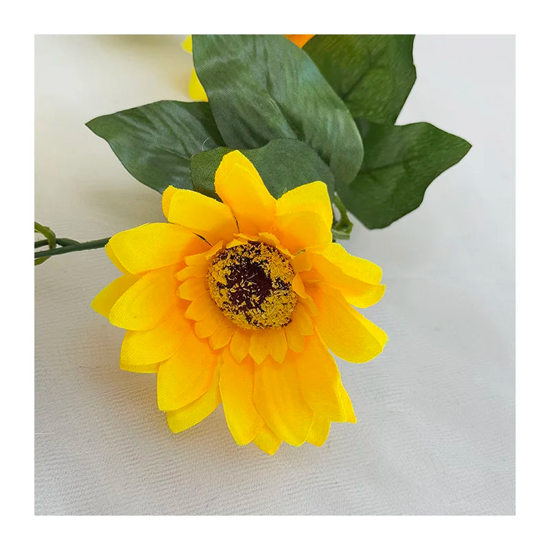 Simulation Sunflower Sunflower Flower Head Wholesale Home and Wedding Decoration Wreath Bouquet Accessories