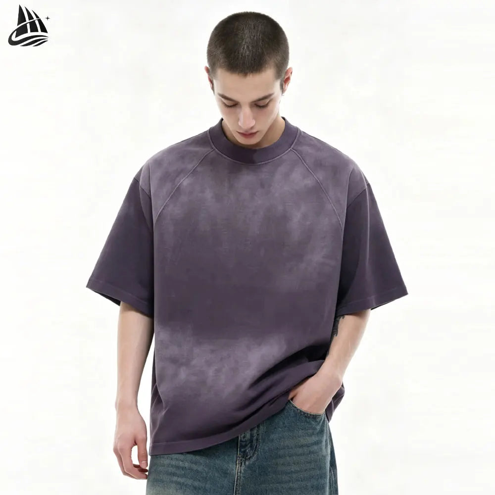 Custom Loose Baggy Oversized Raglan Sleeve Vintage Distressed Washed t Shirt for Men