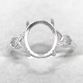 Sterling Silver 9*11mm Semi Mount Ring Empty Frame Blank Support Claws Setting S925 Base Holder Without Center Stone for Inlay